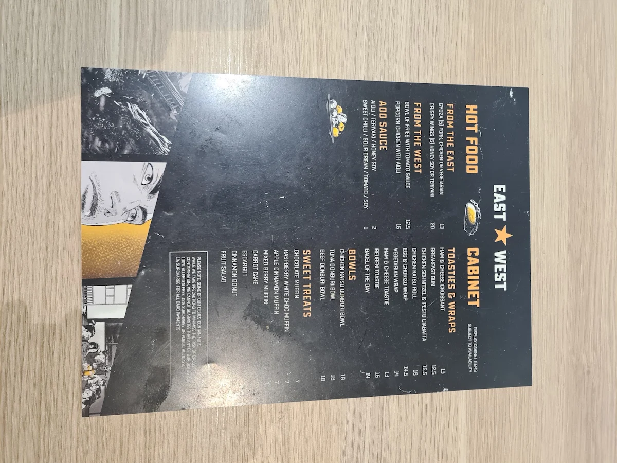 Menu, East x West (Perth)