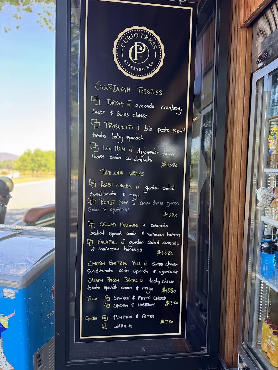 Menu, Curio Press Espresso Bar