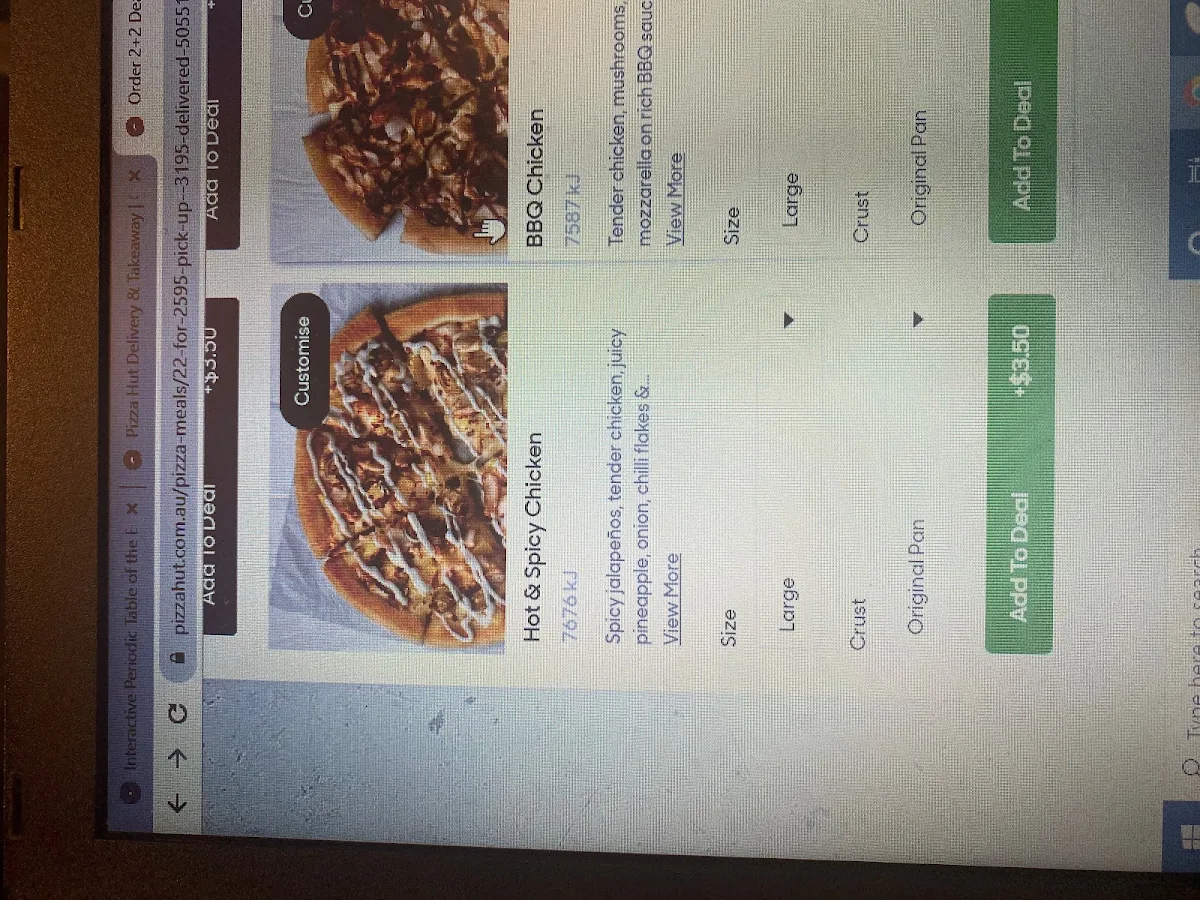 Menu, Pizza Hut Roxburgh Park