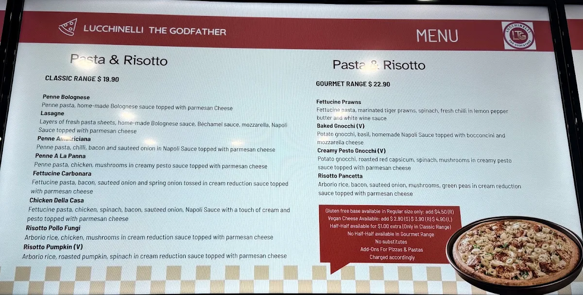 Menu, Godfather's Pizza Chelsea/Lucchinelli-the godfather