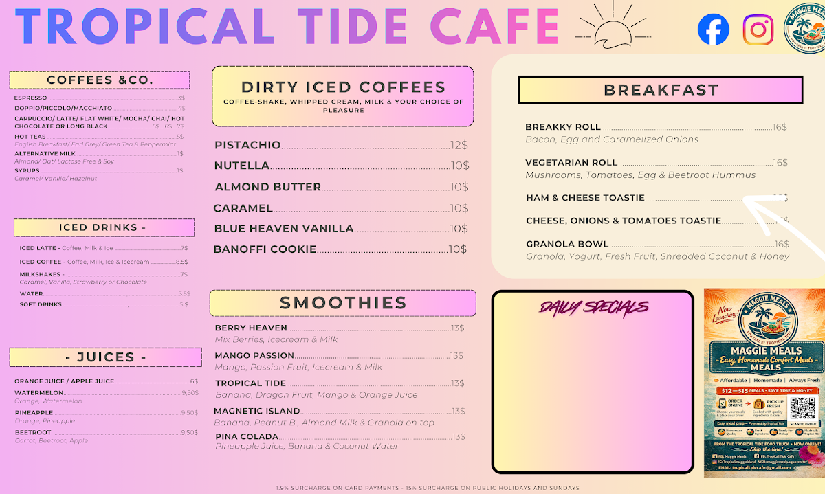 Menu, Tropical Tide