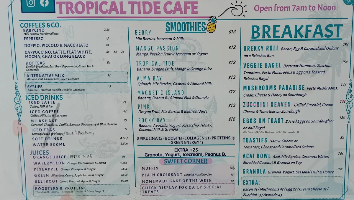 Menu, Tropical Tide