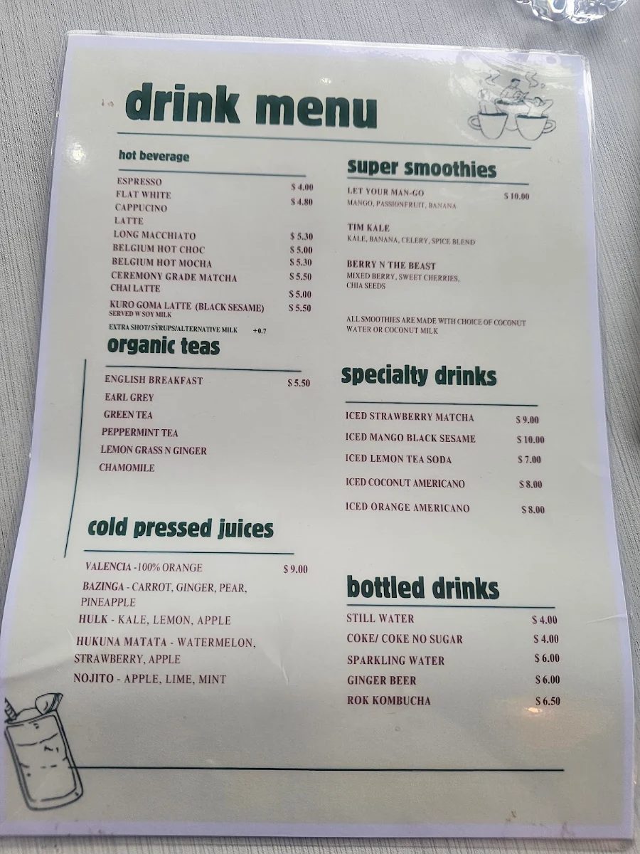 Menu, Sixteen Ounces