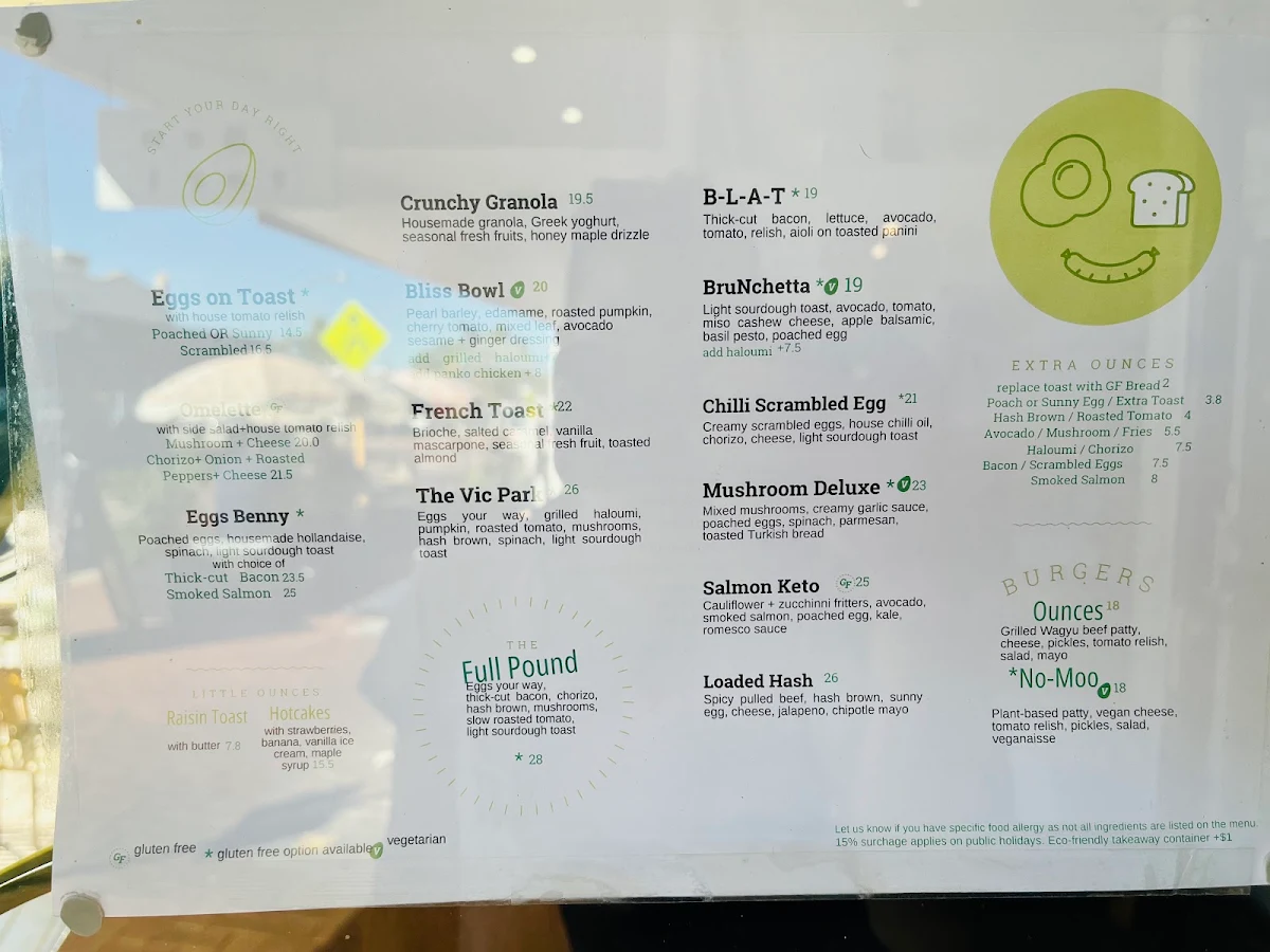 Menu, Sixteen Ounces