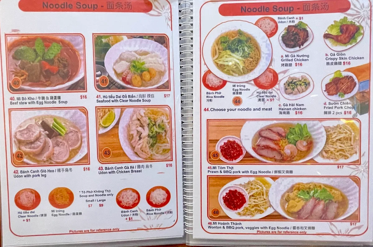 Menu, Oh My Pho Hornsby
