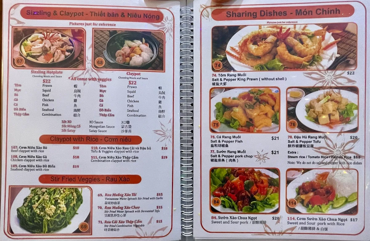 Menu, Oh My Pho Hornsby