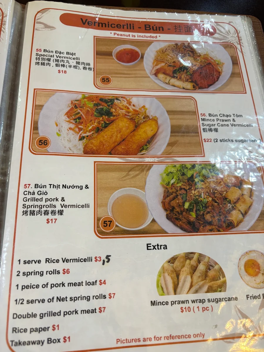 Menu, Oh My Pho Hornsby