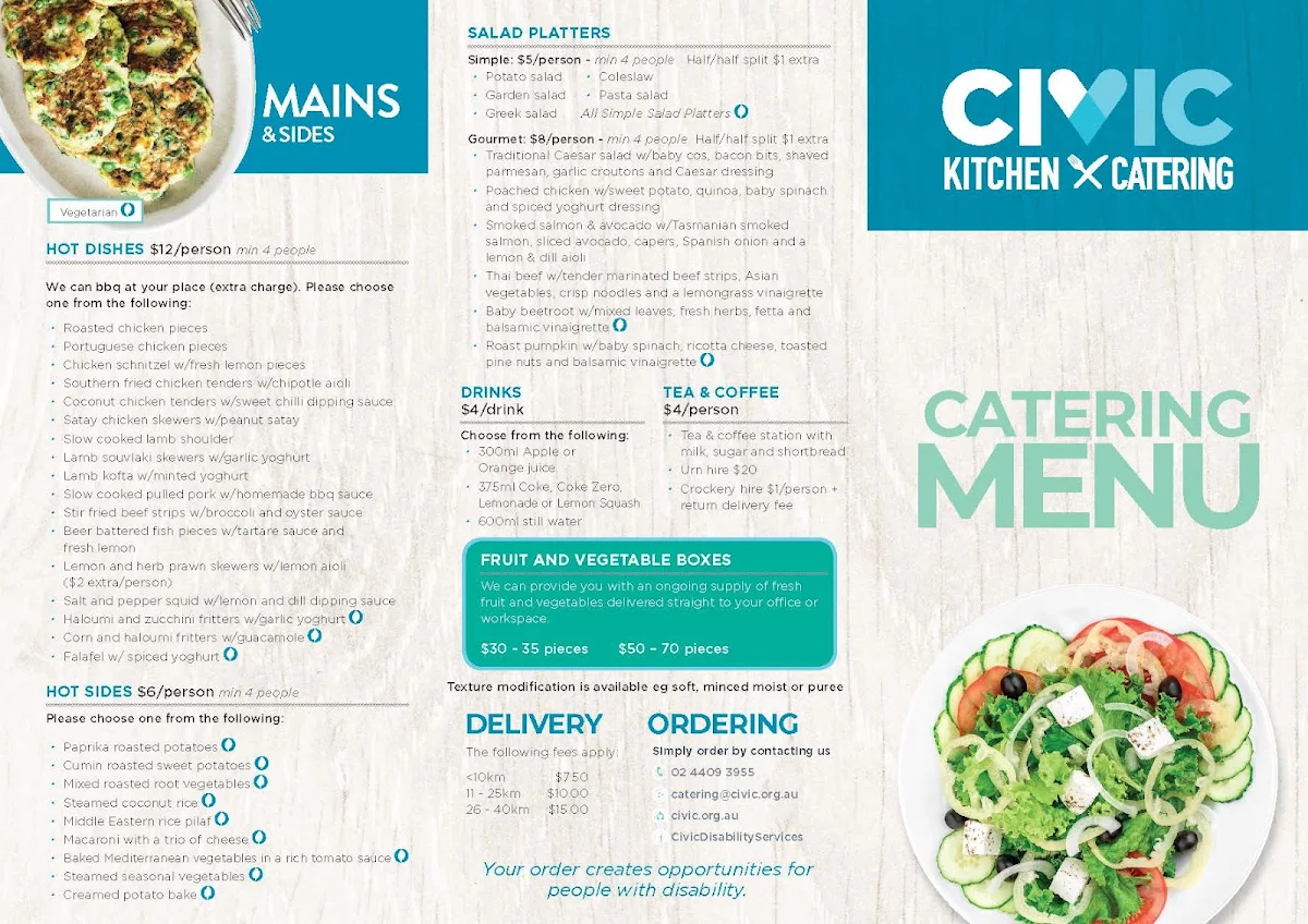 Menu, Civic Kitchen & Catering North Nowra