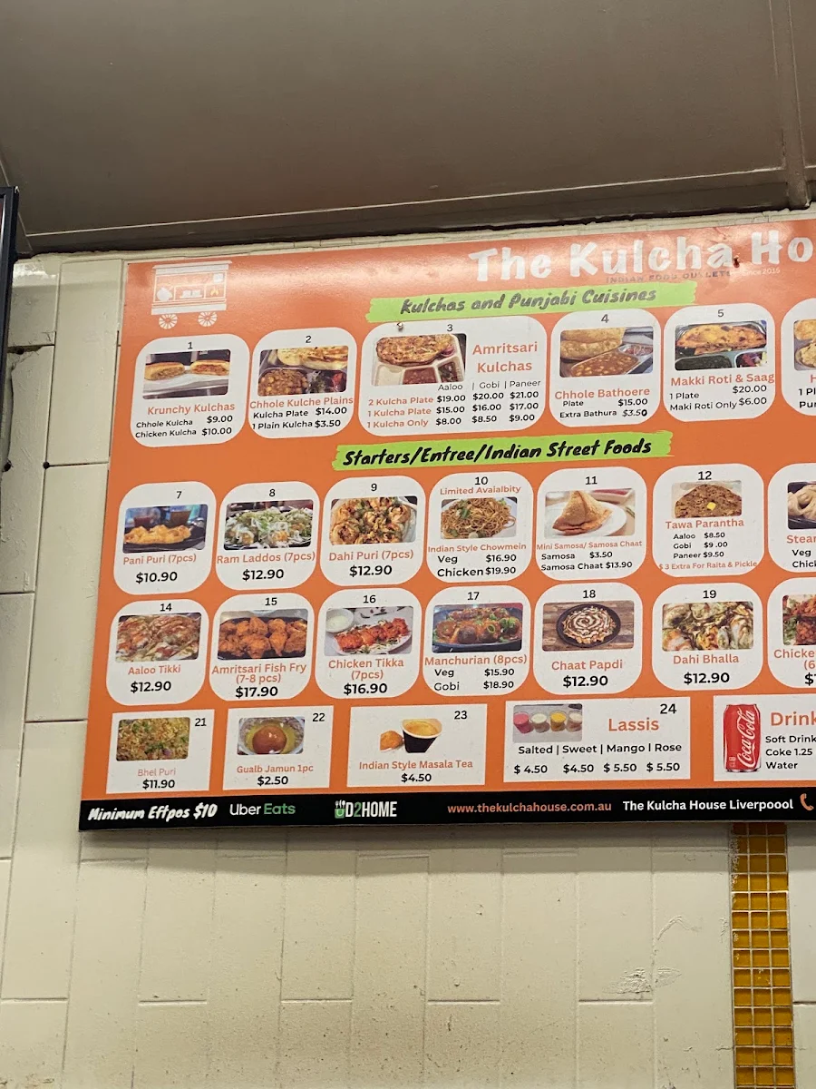Menu, The Kulcha House- Classic Indian Food-Parklea Markets