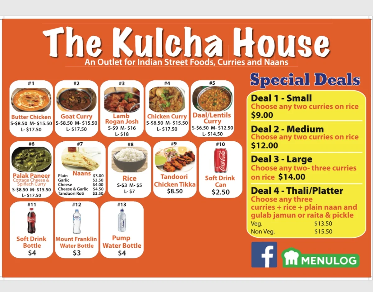 Menu, The Kulcha House- Classic Indian Food-Parklea Markets
