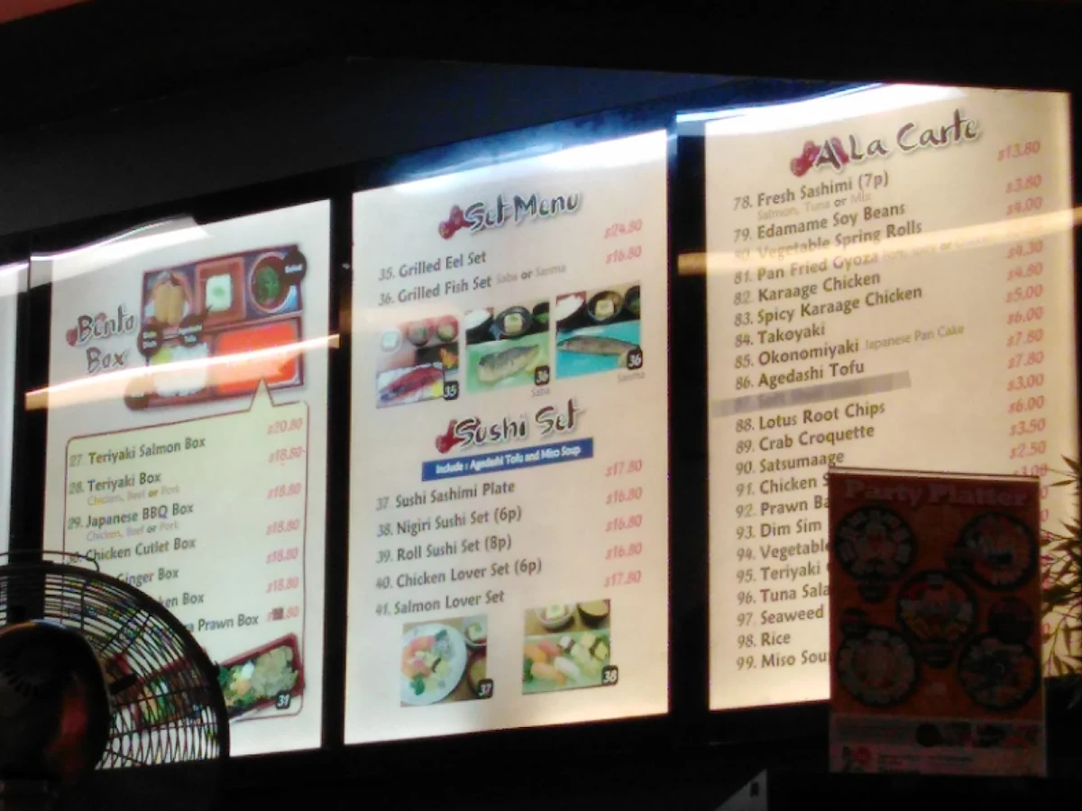 Menu, Tama-ya Japanese Restaurant