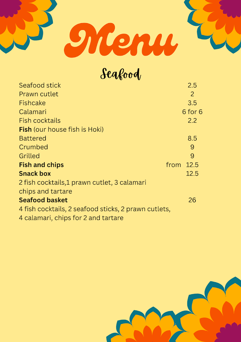 Menu, Tallowood Cafe