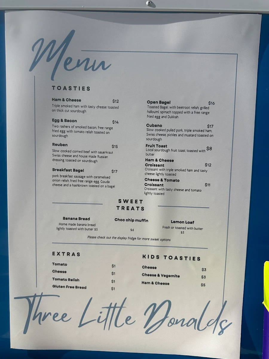 Menu, Three little donalds