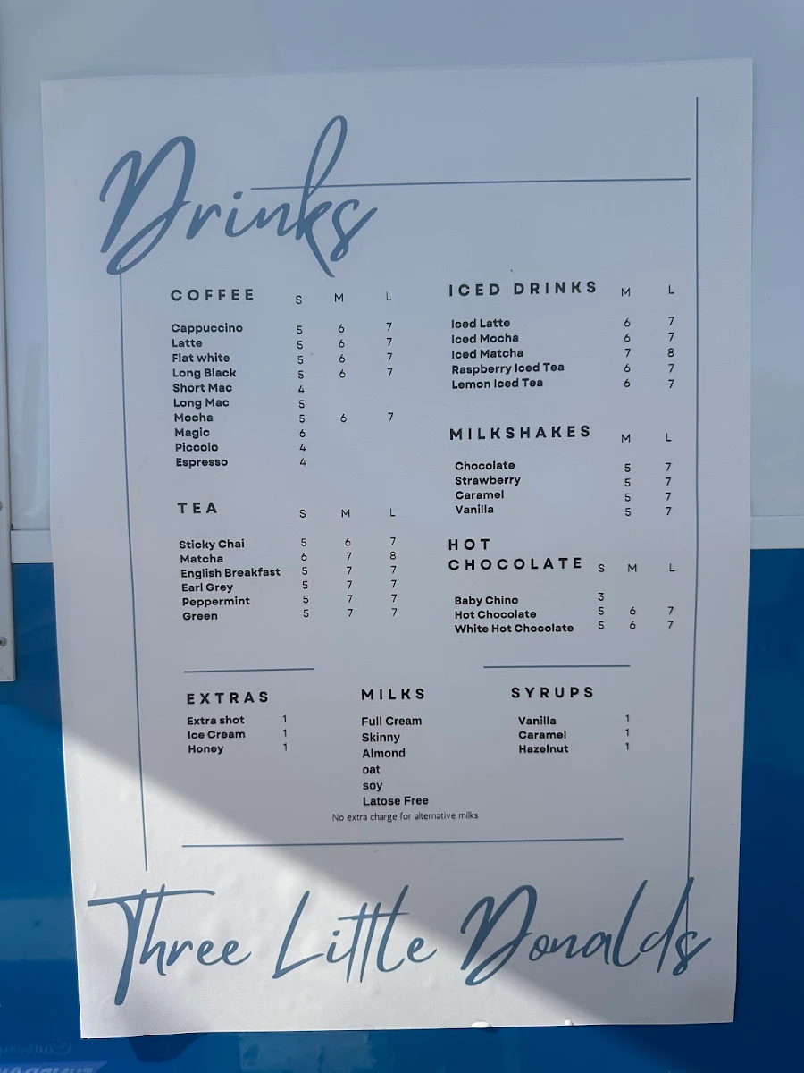 Menu, Three little donalds