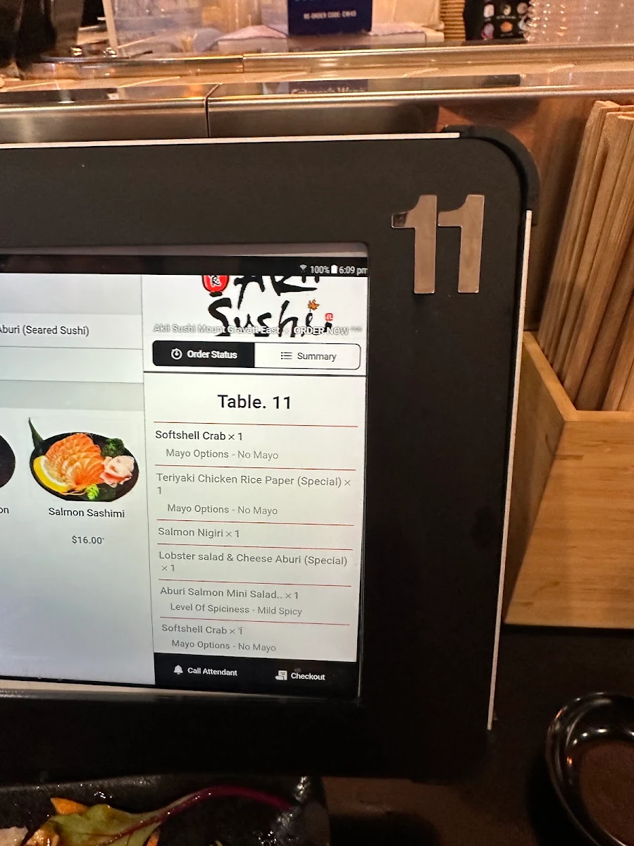 Menu, Akii Sushi