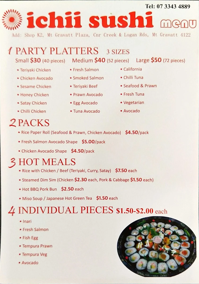 Menu, Akii Sushi