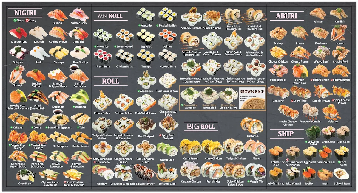 Menu, Akii Sushi