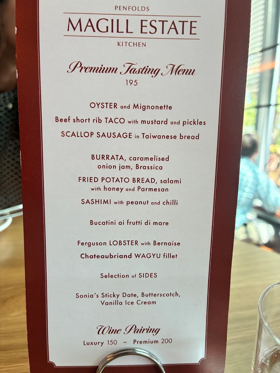 Menu, Magill Estate Kitchen