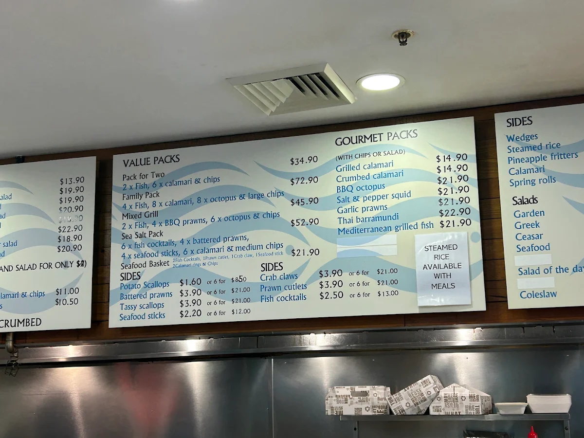 Menu, Sea Salt Fish & Chips