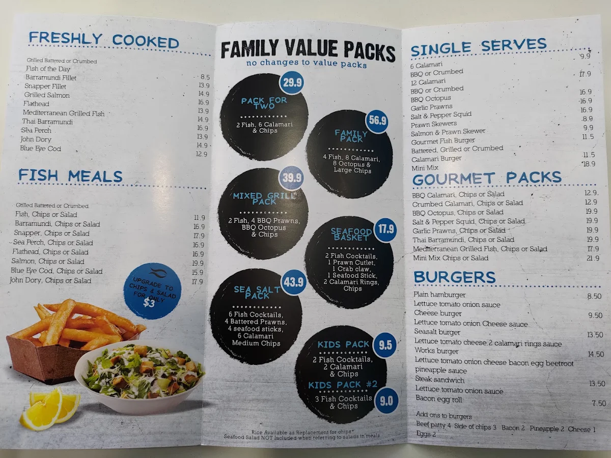 Menu, Sea Salt Fish & Chips