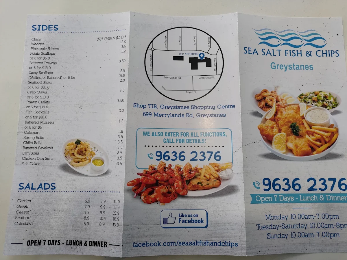 Menu, Sea Salt Fish & Chips