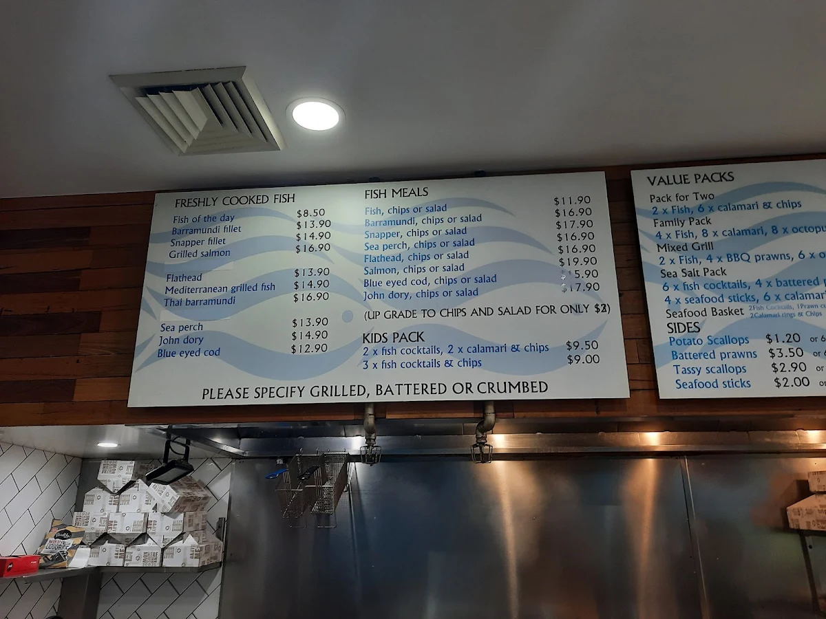 Menu, Sea Salt Fish & Chips