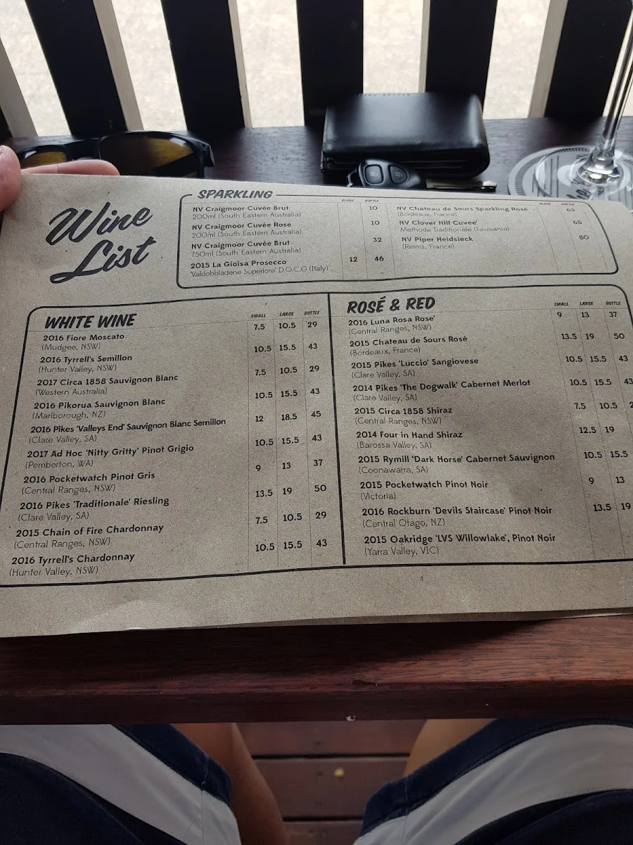 Menu, The Bay Hotel and Diner
