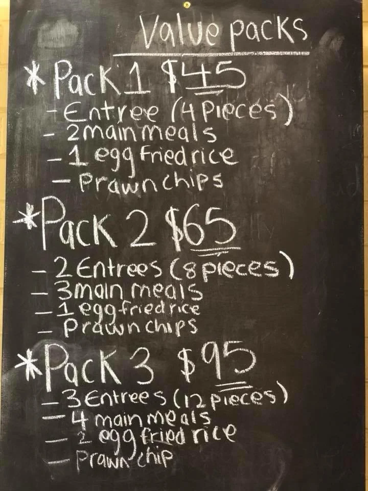 Menu, Thai Central in oak flats