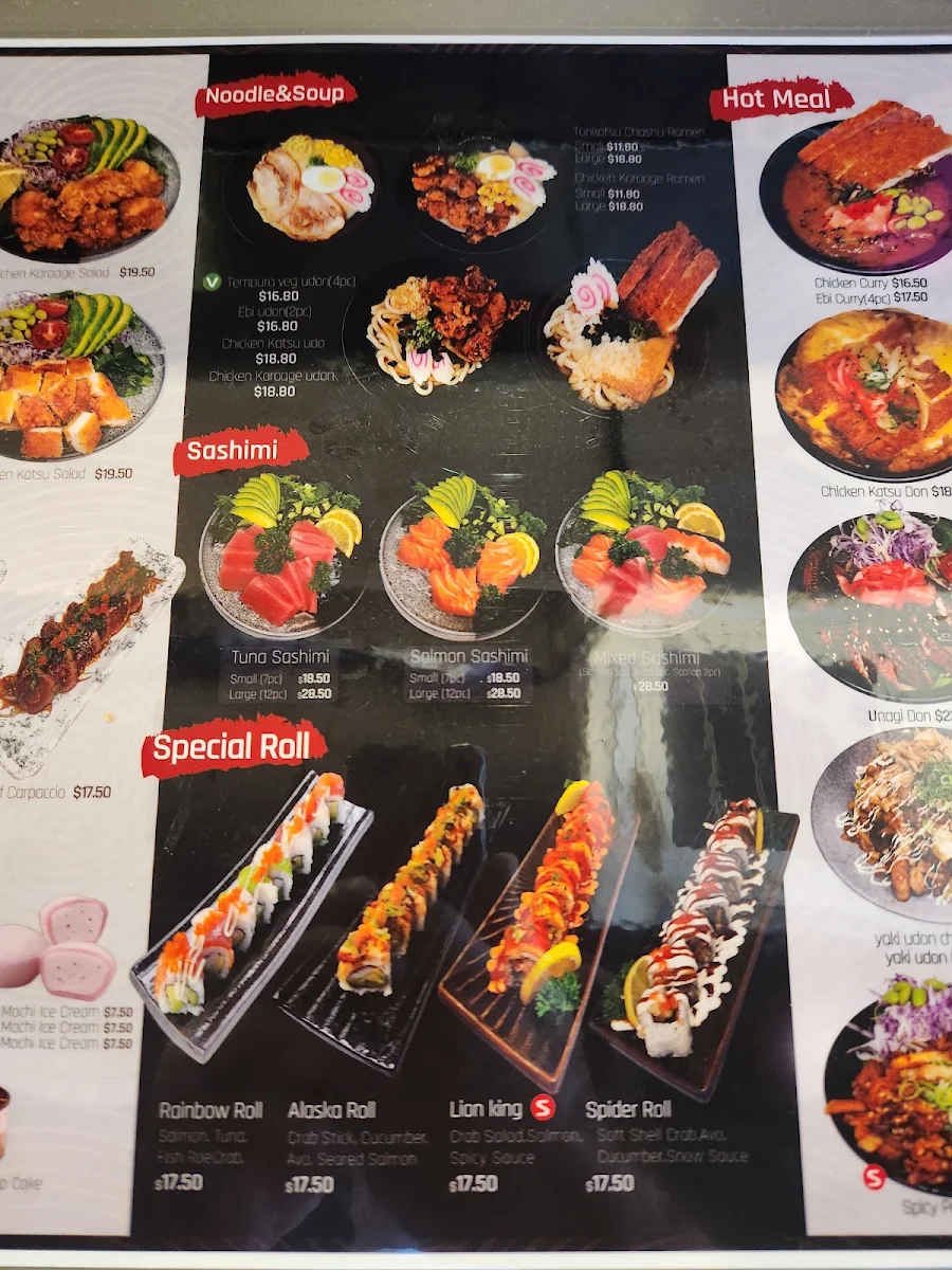 Menu, JJN Sushi Chain