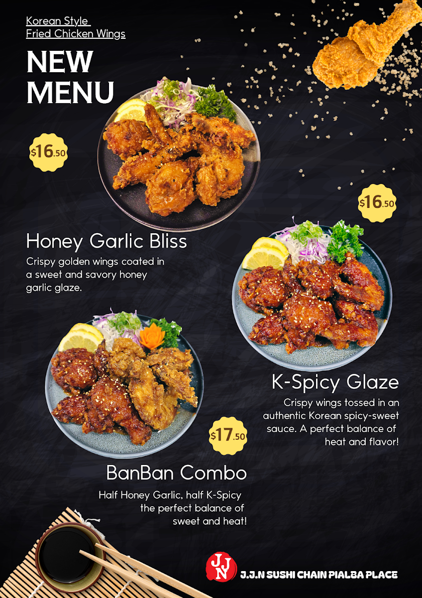 Menu, JJN Sushi Chain