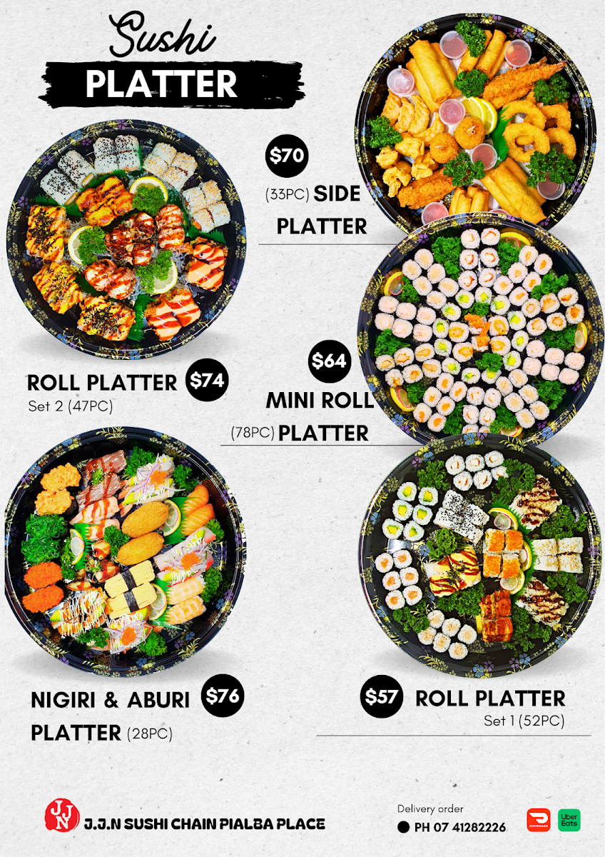 Menu, JJN Sushi Chain