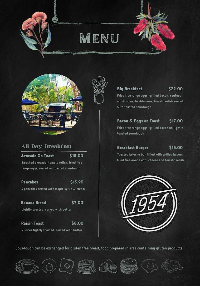 Menu, Cafe 1954
