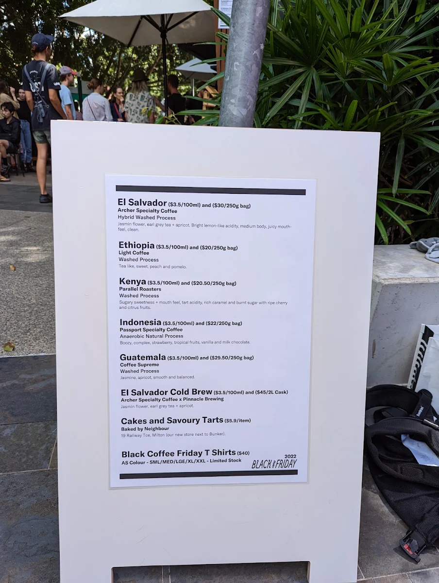 Menu, Bessa Coffee