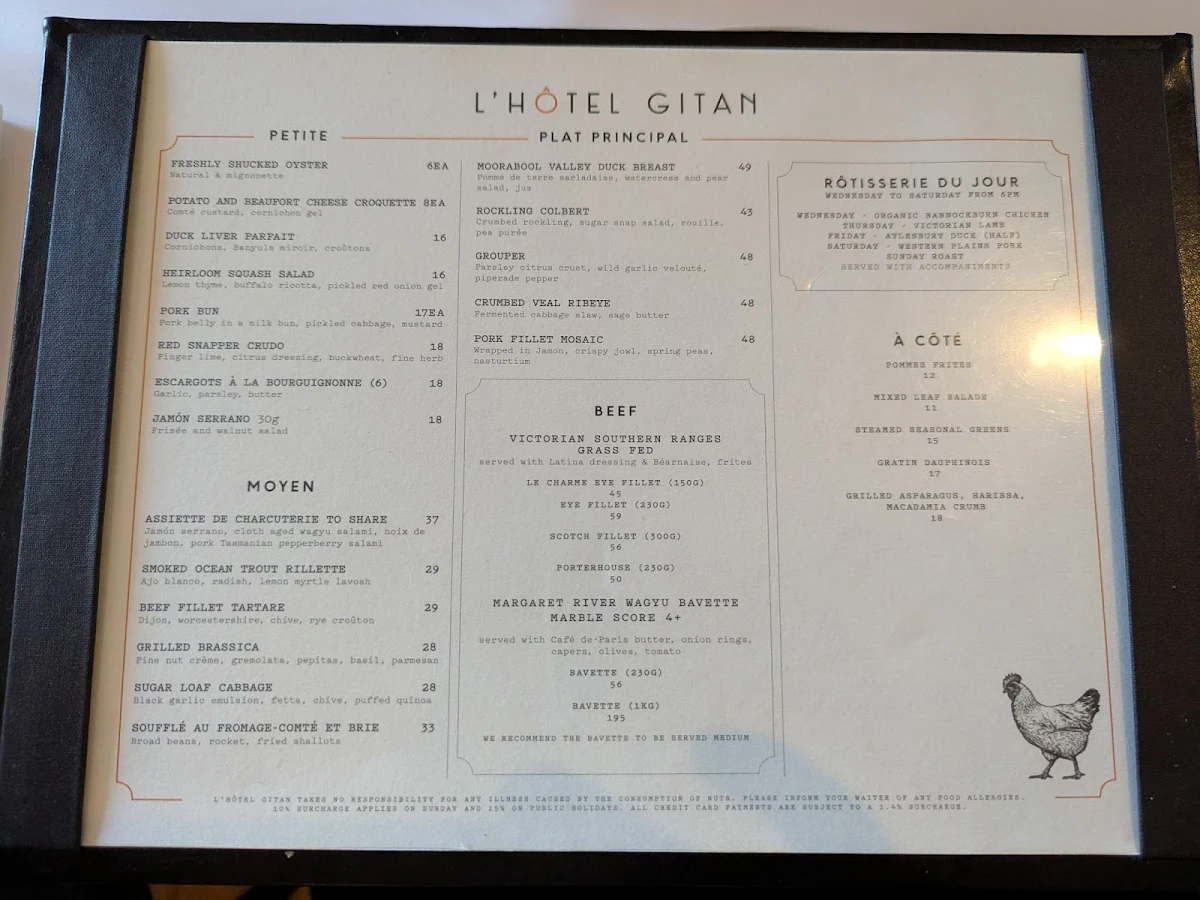 Menu, L'Hotel Gitan