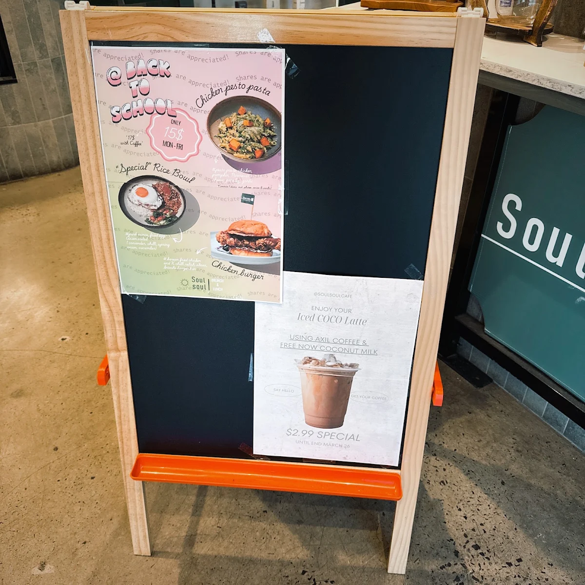 Menu, Soul Soul Cafe