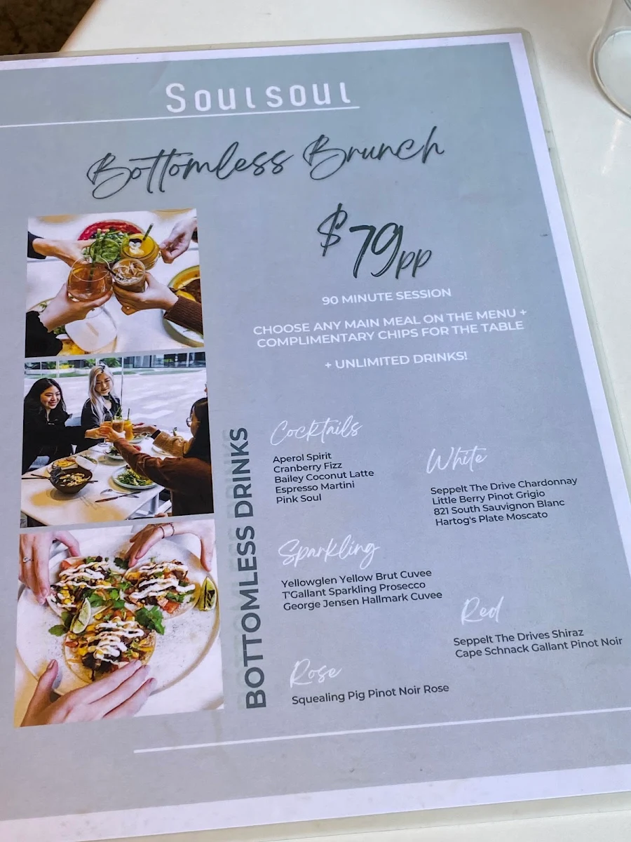 Menu, Soul Soul Cafe