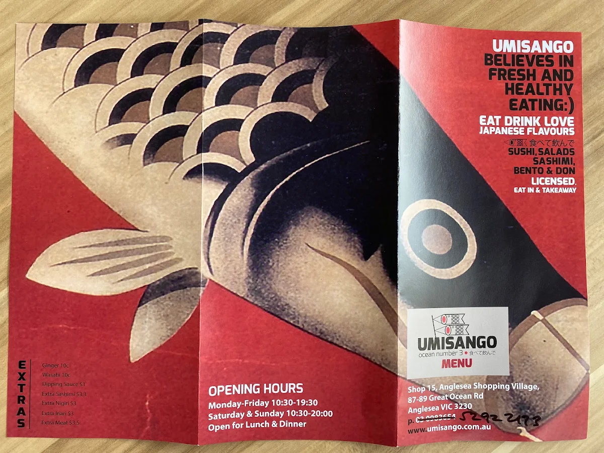 Menu, Umisango Anglesea