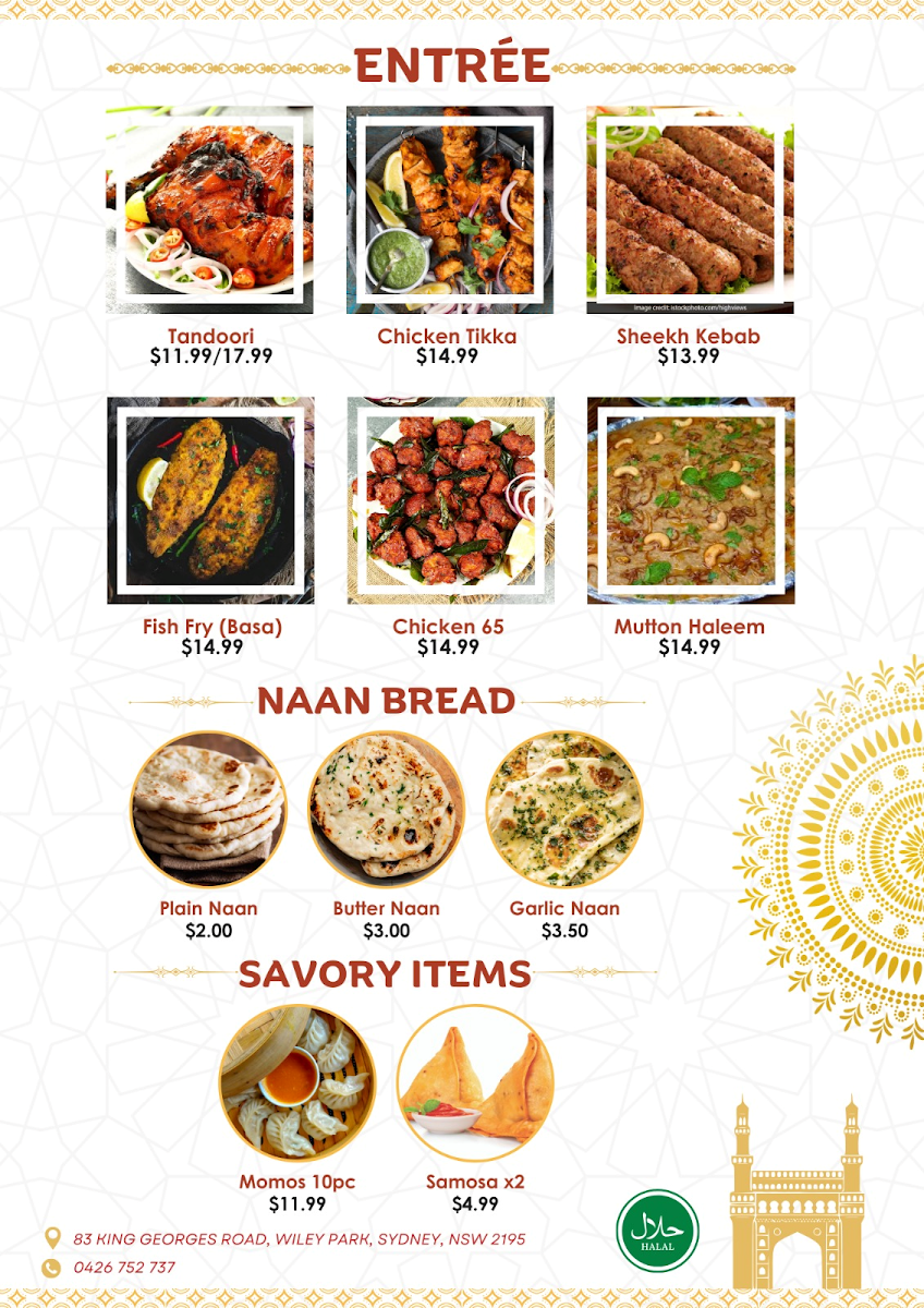 Menu, Parivar Restaurant (HALAL)