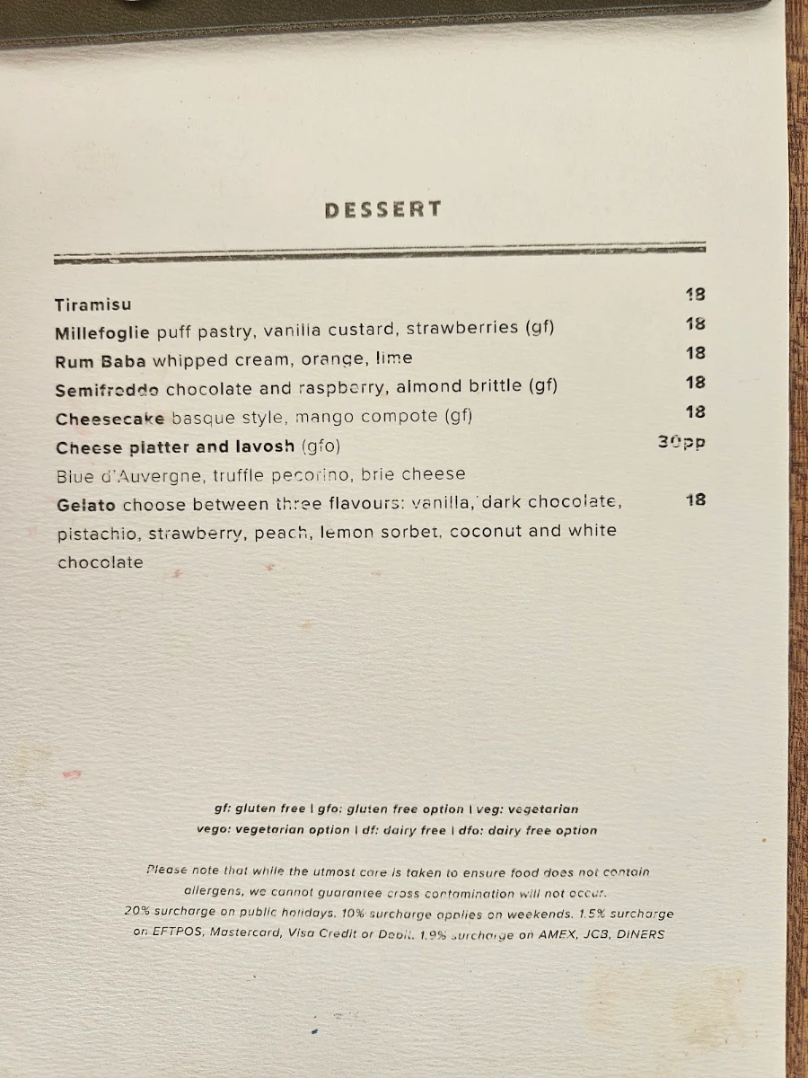 Menu, Gusto da Gianni