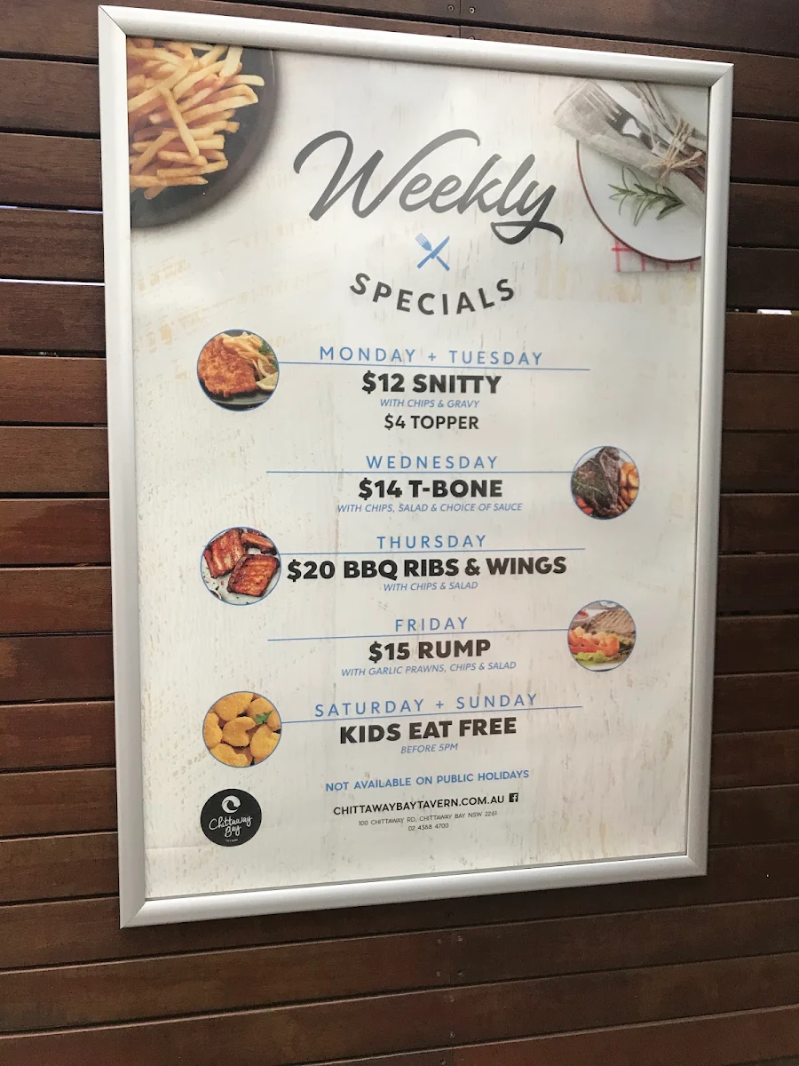 Menu, Chittaway Bay Tavern