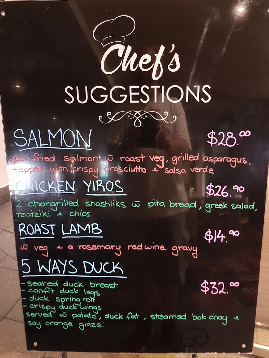 Menu, Finsbury Hotel