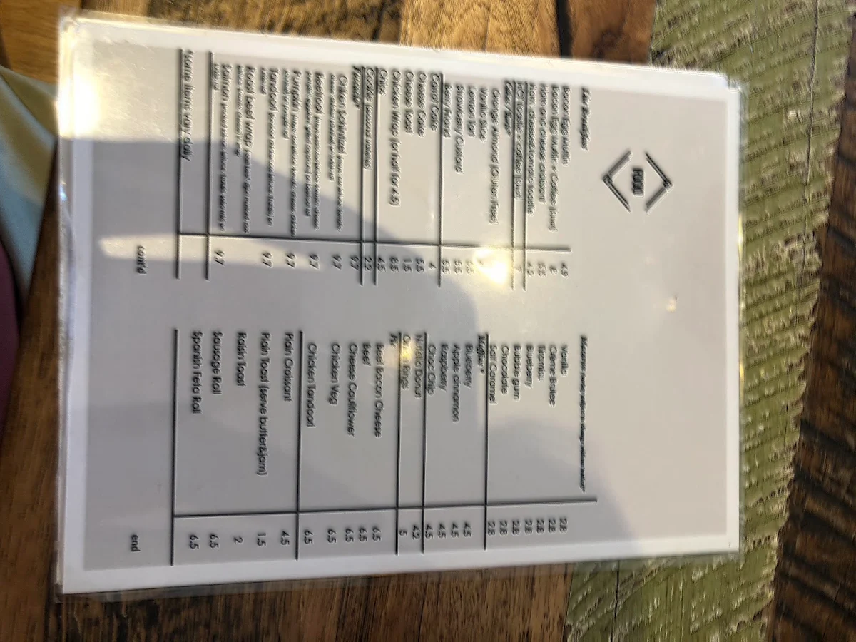 Menu, Espresso Lane Tunstall