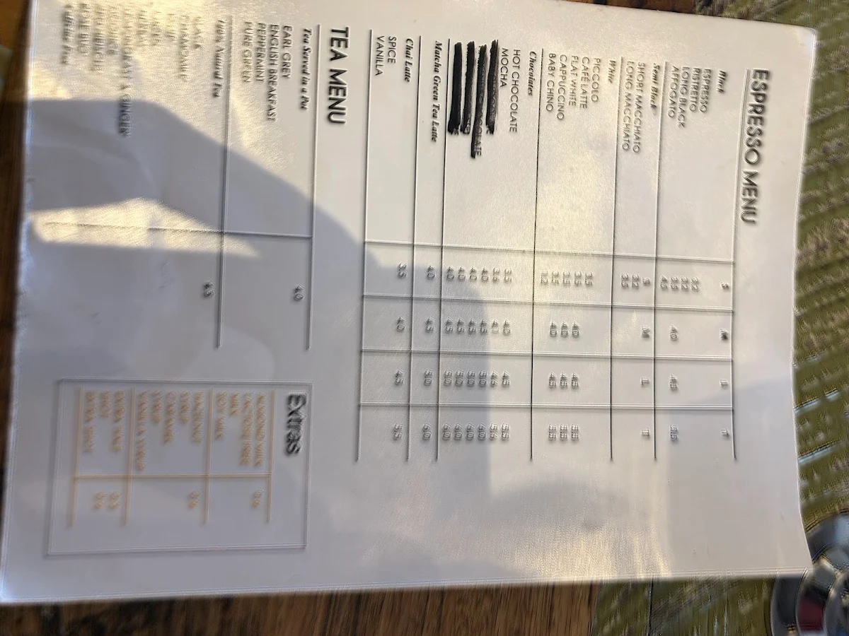Menu, Espresso Lane Tunstall