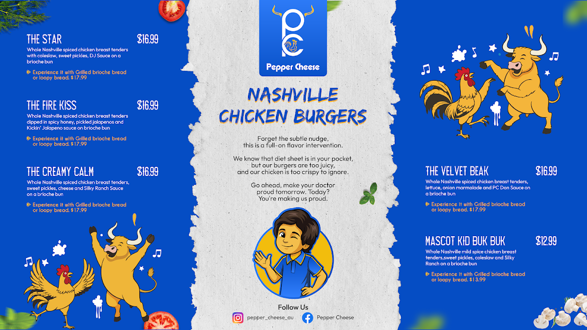 Menu, Pepper Cheese