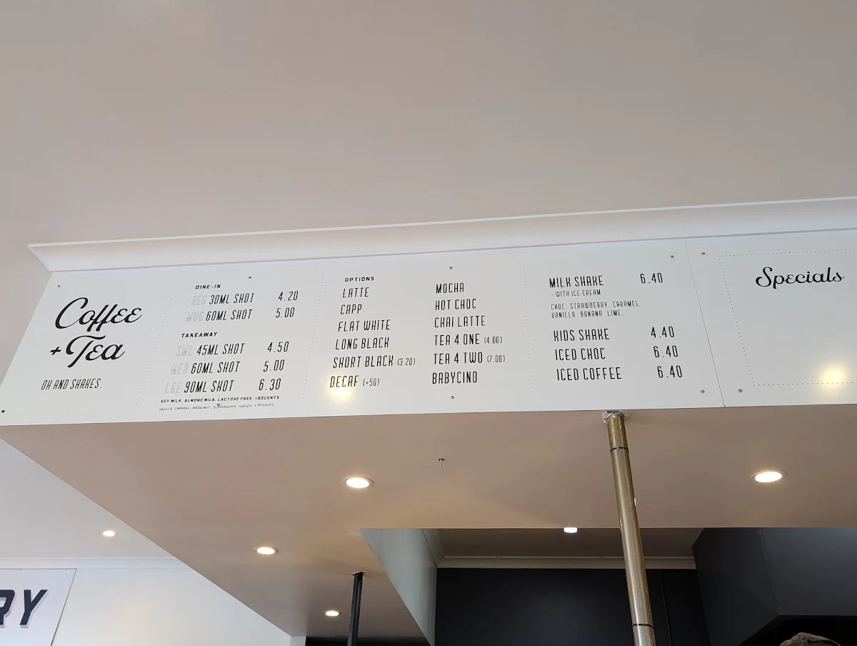 Menu, Blue Edge Bakery