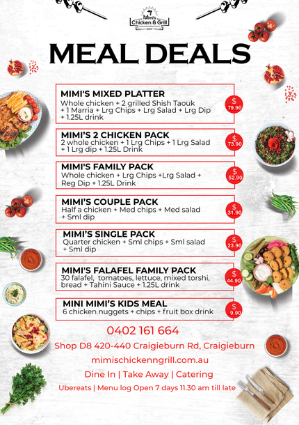 Menu, Mimi's Chicken & Grill