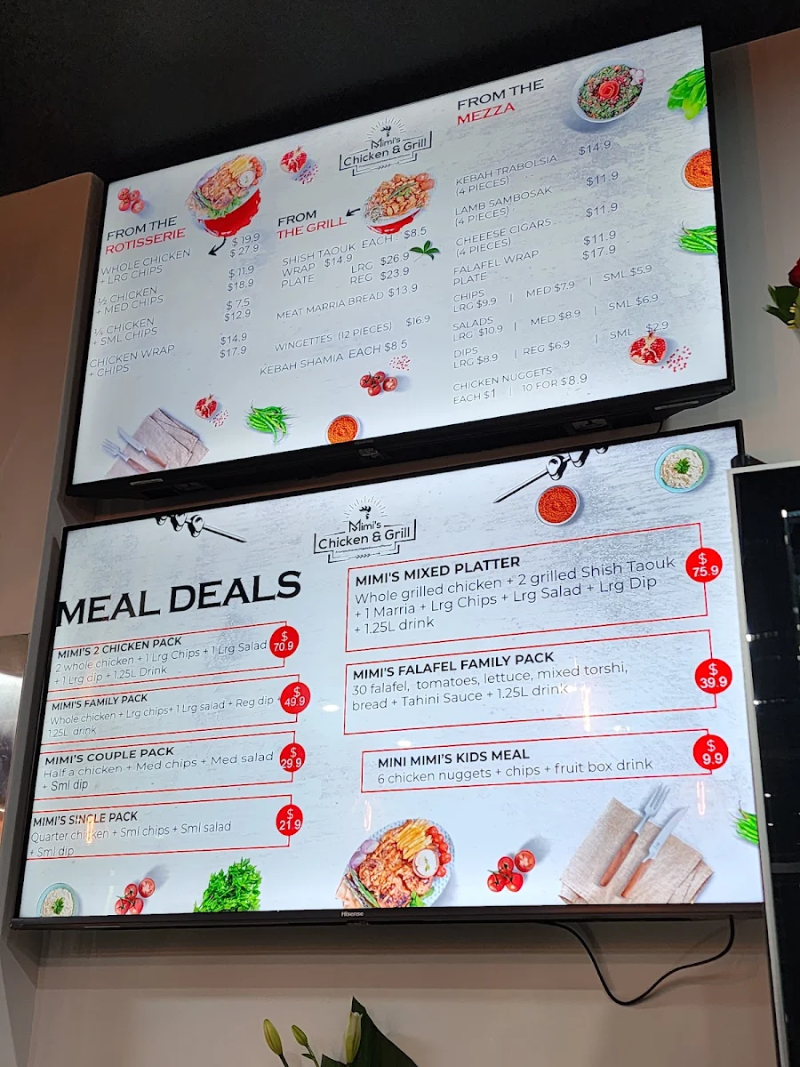 Menu, Mimi's Chicken & Grill