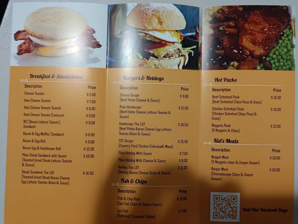 Menu, Swan Reach Dark Sky Takeaway