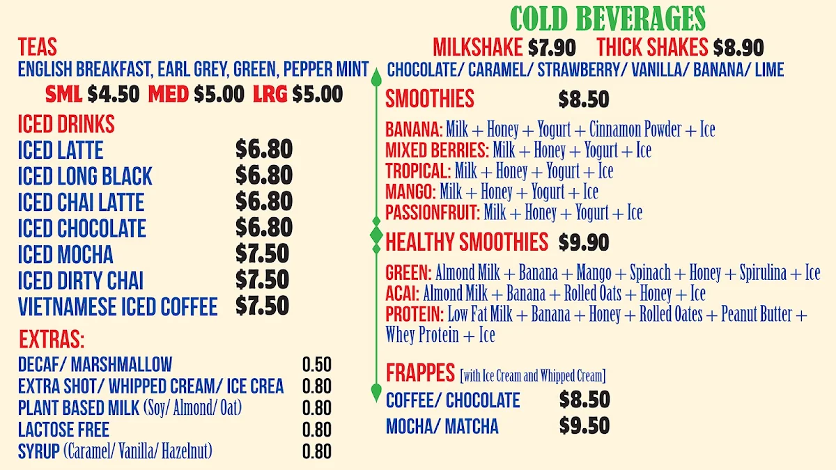 Menu, The River Port Cafe
