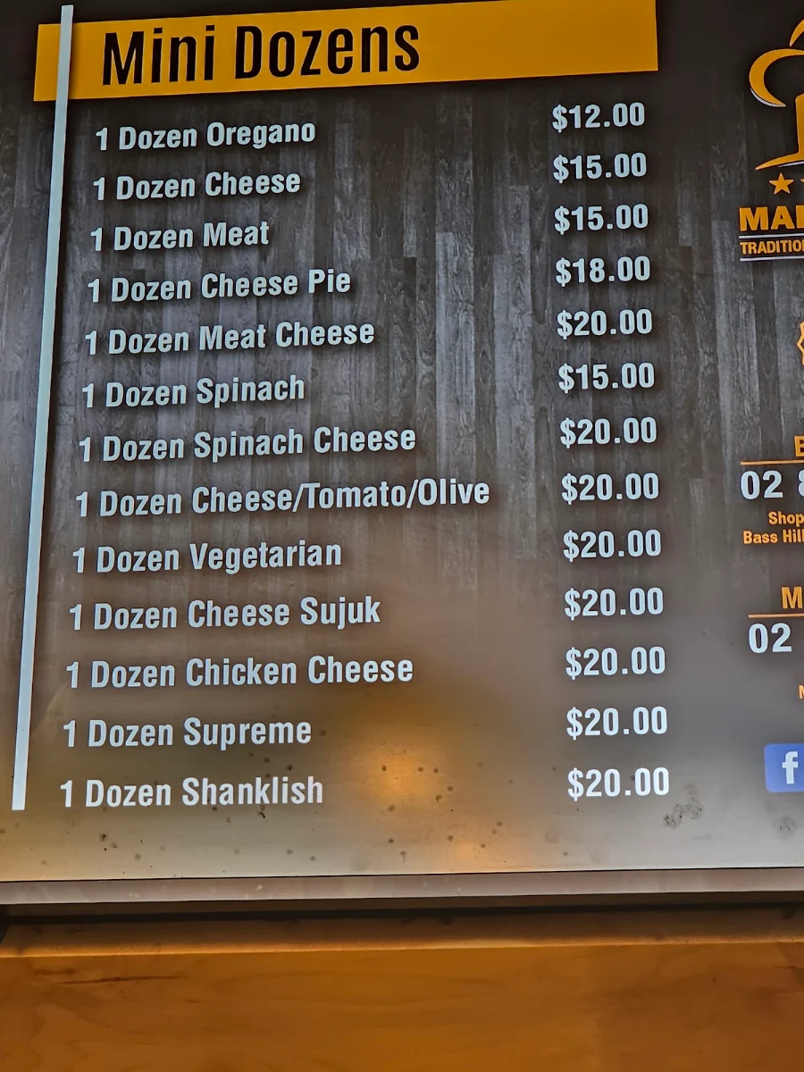 Menu, Mafi Metlo Bass Hill